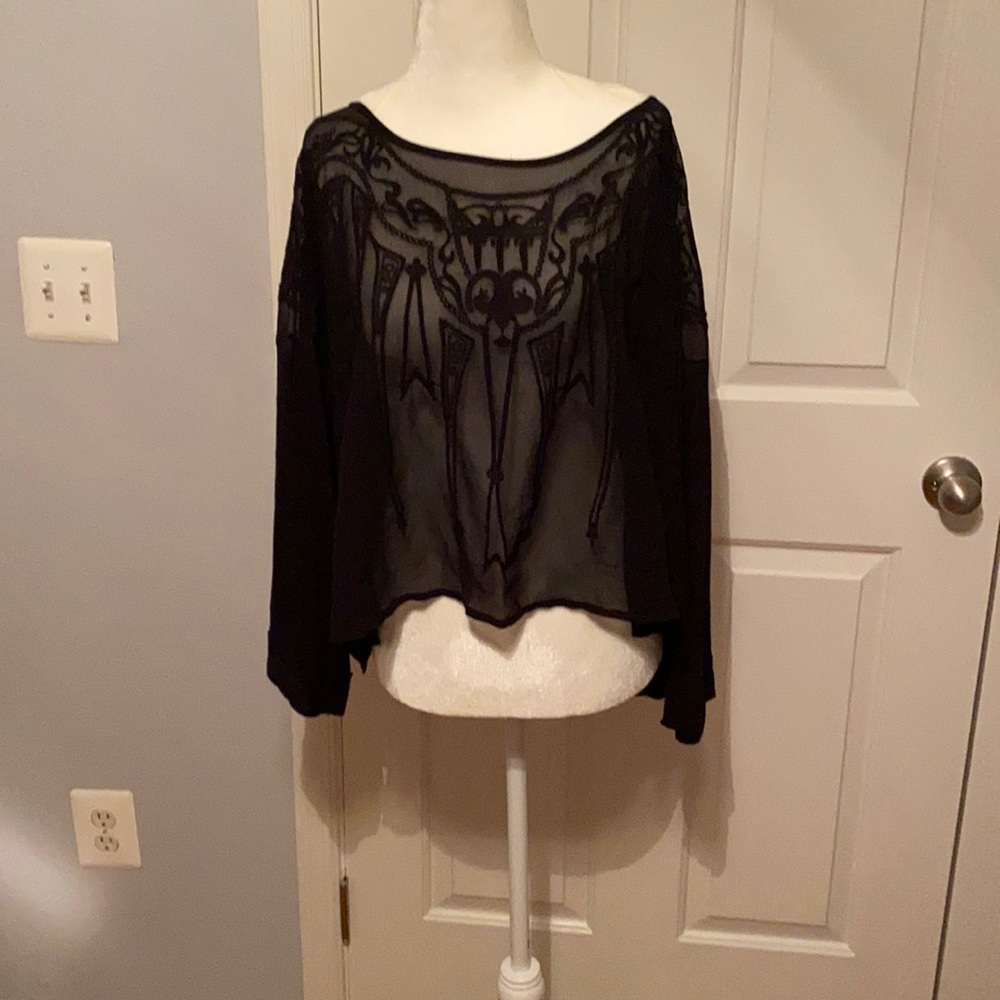Free People embroidered Sheer Top